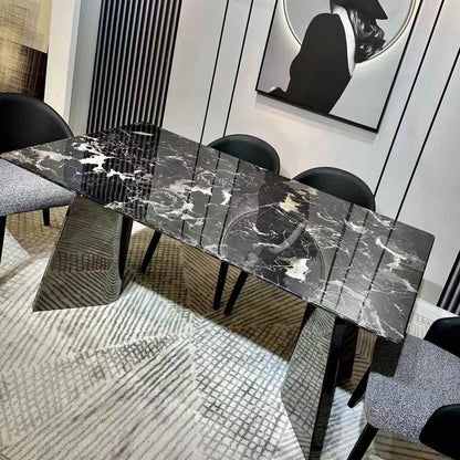 Natural black rose luxury stone table Rectangular high-end dining minimalist table can be customized designer light luxury table