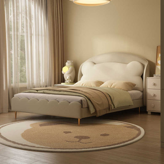 Children's bed Boy soft pack single bed Modern simple 1.5m solid wood boy leather bed cartoon creative bear bed