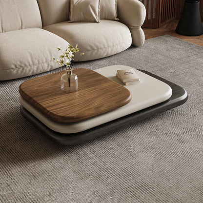 Ancient modern minimalist rotating folding coffee table Small household living room lacquered panel coffee table