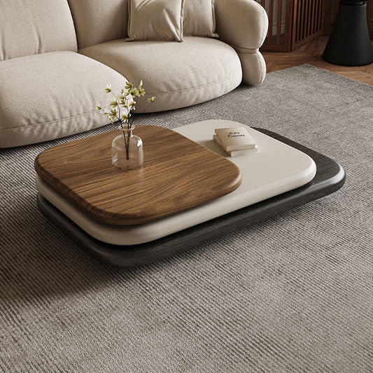 Ancient modern minimalist rotating folding coffee table Small household living room lacquered panel coffee table