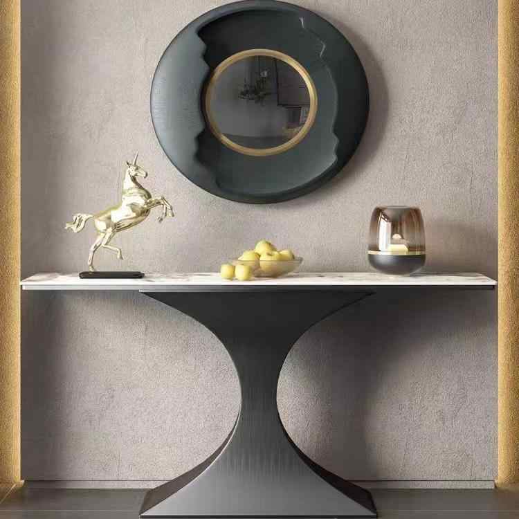 Light luxury creative rock panel home porch table porch table into the living room simple wall decoration hotel end view platform