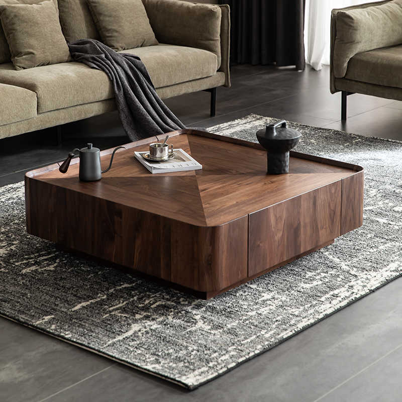 Italian minimalist North American black walnut solid wood tea table square collection of Northern European furniture modern simple designer square