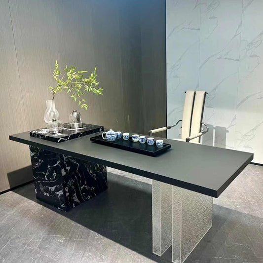 Italian very simple rock plate tea table and chair combination villa living room designer creative art tea table light luxury modern simple