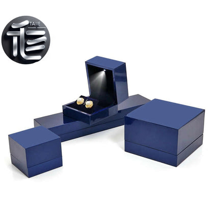 5pcs Navy Blue LED Jewelry Box with Velvet Interior for Ring and Necklace