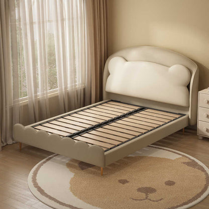 Children's bed Boy soft pack single bed Modern simple 1.5m solid wood boy leather bed cartoon creative bear bed