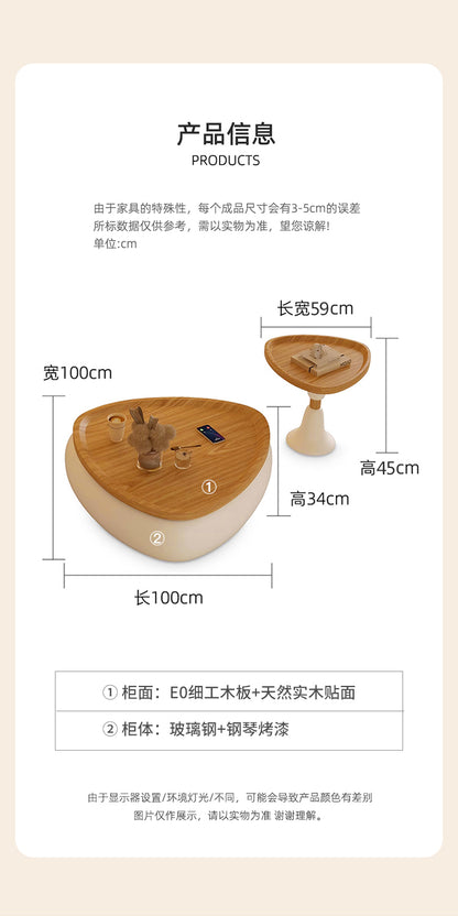 Cream wind round size coffee table combination home designer small house log wind living room