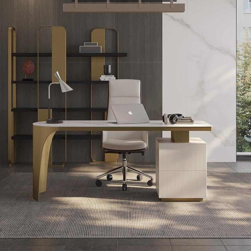 Light luxury desk Italian minimalist Nordic study desk modern simple office computer writing desk bookcase