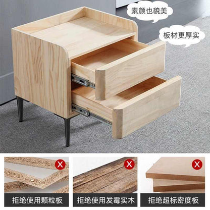 All solid wood bedside cabinet light luxury rock board storage cabinet Bedroom simple modern bedside cabinet leather small apartment storage cabinet