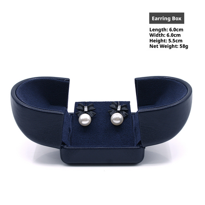 5pcs Navy Velvet Engagement Ring Box, Double Slot Proposal Case, Unique Double-Wing Jewelry Holder