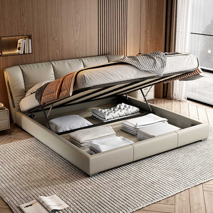 Leather bed 1.5m household Italian minimalist storage Modern simple 1.8m master bedroom high-end double wedding bed