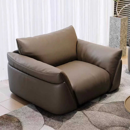 Italian minimalist leather sofa head layer cowhide living room modern light luxury down straight row sofa combination designer