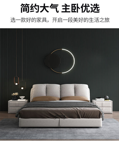 Fabric bed ins wind light luxury modern simple master bedroom wedding bed double bed network red bed can be dismantled and washed