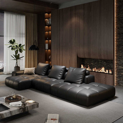 Italian minimalist pixel leather sofa living room modern simple size apartment module sofa with corner Concubine