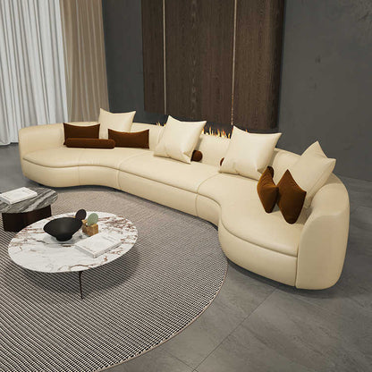 Italian light luxury creative curved corner semi-circle combination leather sofa living room high-grade reception size villa
