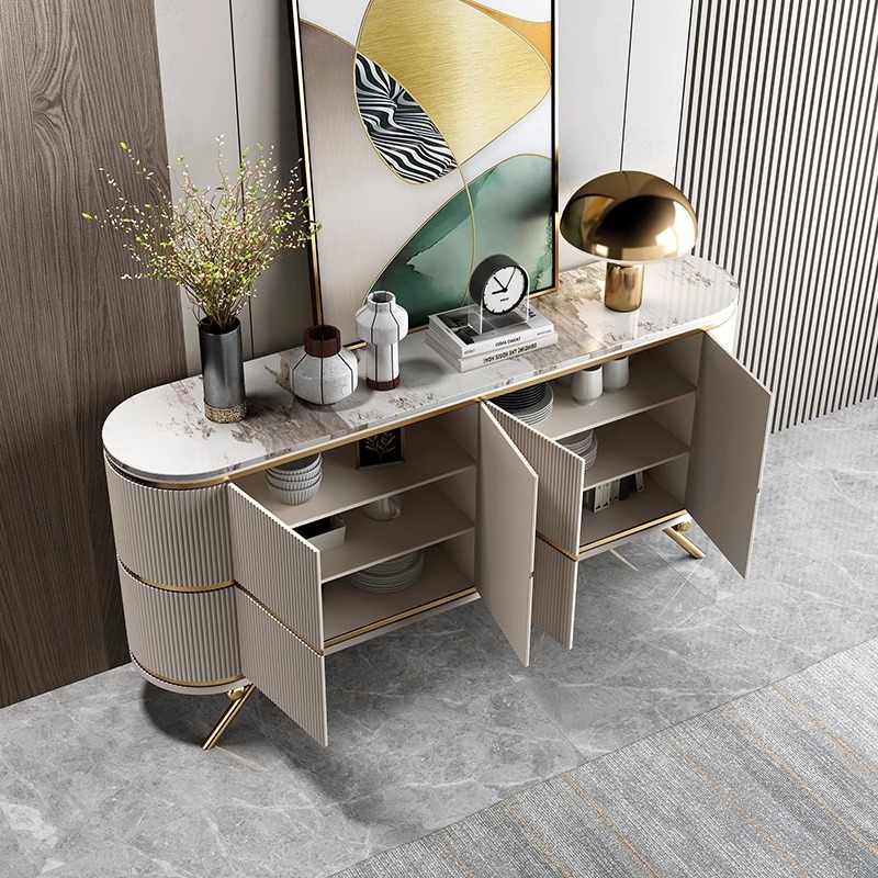 Italian minimalist rock panel side cabinet