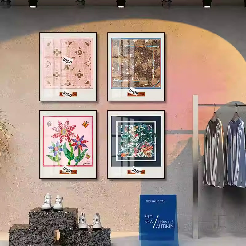 Silk scarf hanging painting hot air balloon mounted restaurant entrance porch decoration painting big luxury luxury high sense bathroom mural