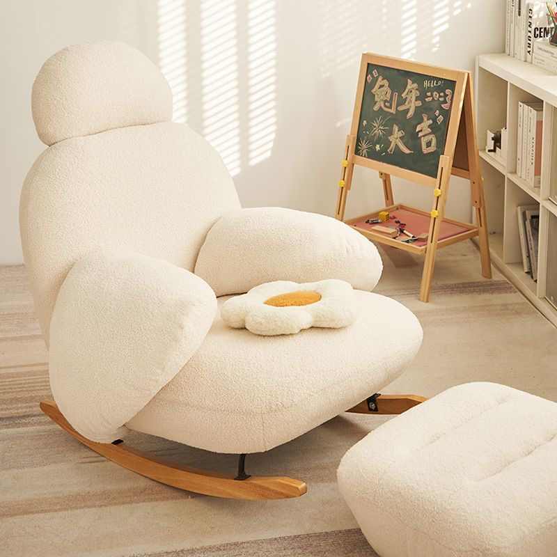 Rocking chair Home balcony lounge chair lounge chair living room sofa chair Internet celebrity single sofa lazy chair big white rocking chair