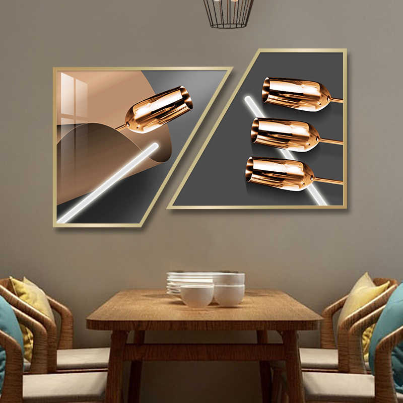 Modern dining room double decorative painting light luxury kitchen dining room hanging painting atmospheric corridor corridor simple murals