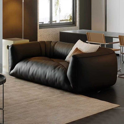 Italian minimalist leather puff sofa home small living room high-end retro