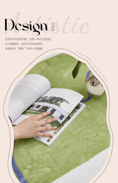 Cream wind special-shaped carpet living room light luxury luxury sofa home light green clouds irregular cushion bedroom