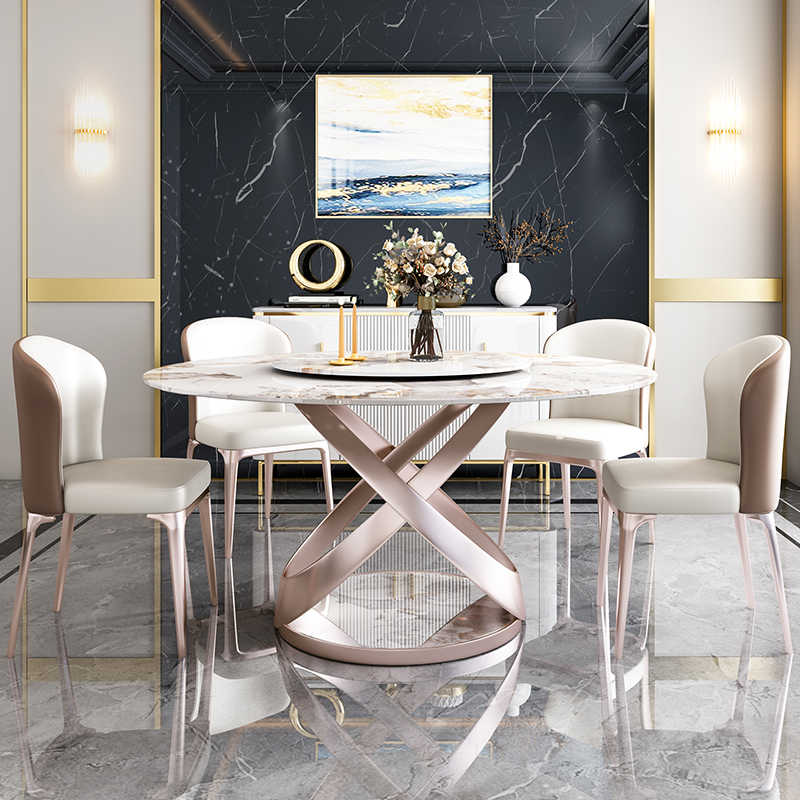 Home 10 people with turntable table modern light luxury high-end villa electric large round 1.8m table