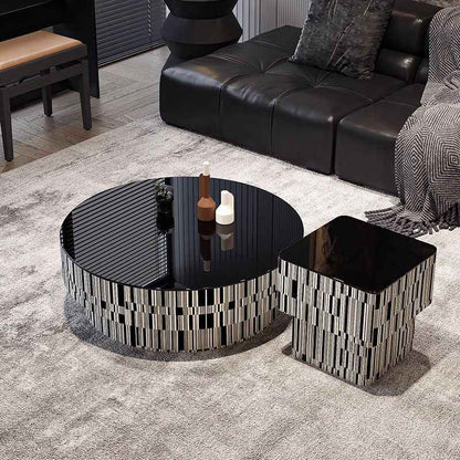 Coffee table living room household small apartment light luxury simple modern small side a few round table glass Italian minimalist coffee table