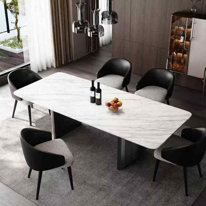 Light luxury senior imported large flower green luxury stone pure natural marble table new high-end luxury rectangular dining table