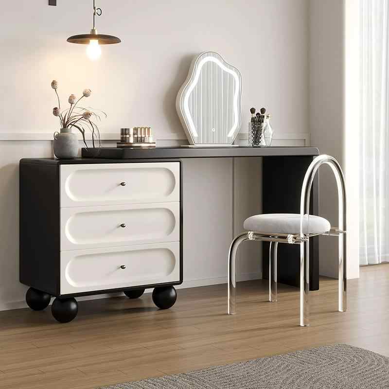 Retractable dressing table Solid wood black and white cream in ancient style baking paint bed tail bucket cabinet one bedroom simple makeup table