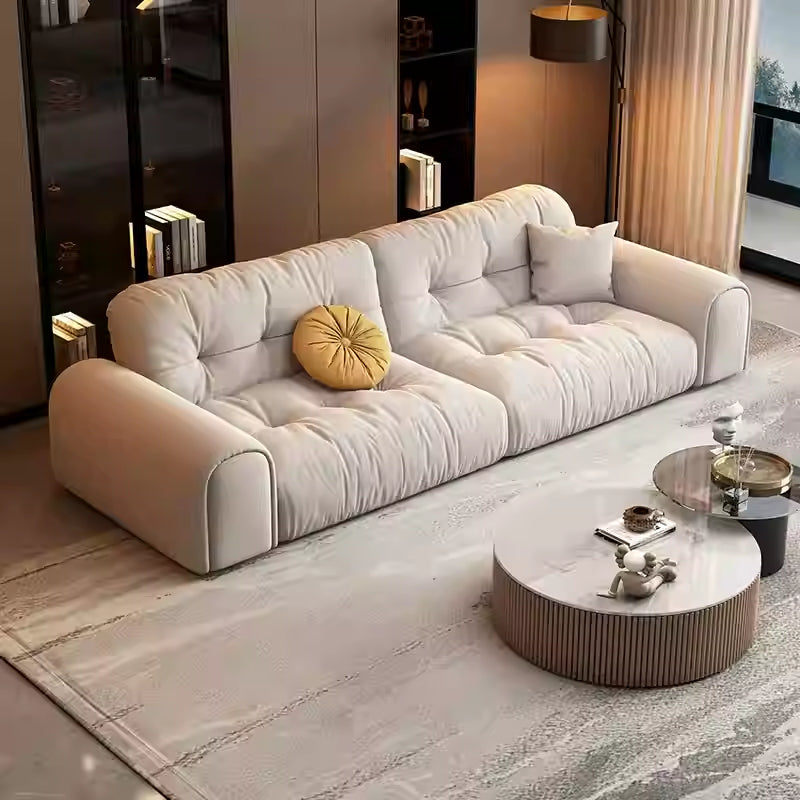 Cream sand hair small apartment modern simple light luxury French straight row three anti-cat scratch fabric sofa combination