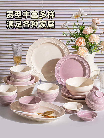 Ceramic dish set Household high appearance level Cream wind housewarming cutlery plate wedding gift