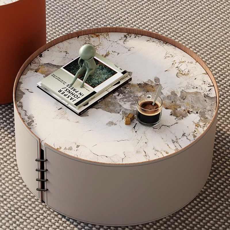 Lanka Italian rock plate size round coffee table combination of small living room home advanced sense simple tea table side table