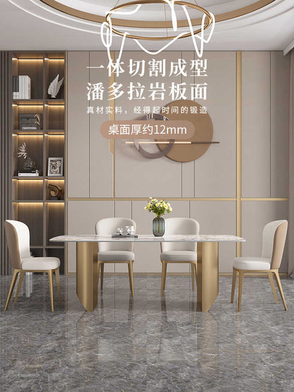 Light luxury stainless steel light rock table