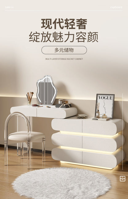 Modern light luxury dressing table bucket cabinet one cream wind bedroom small flat minimalist style solid wood dressing table