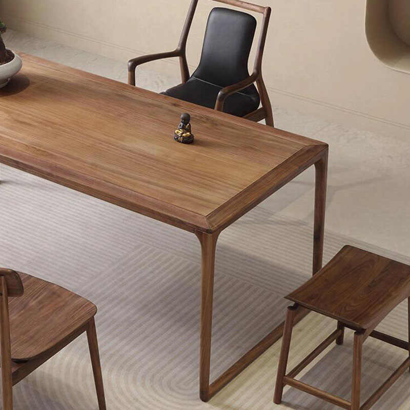 New Chinese solid wood tea table and chair combination modern simple walnut color tea table Zen kung fu tea room tea house tea table