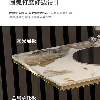 Light luxury creative rock panel home porch table porch table into the living room simple wall decoration hotel end view platform