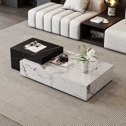Italian rock panel tea table natural marble rectangular tea table luxury stone living room light luxury minimalist villa retractable tea table