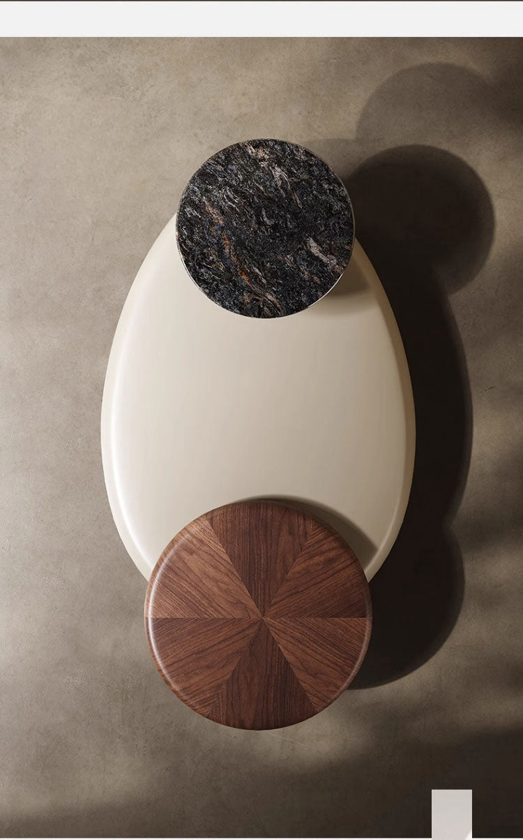 Cobblestone coffee table Modern simple marble can rotate oval designer shaped home low few