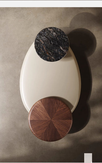 Cobblestone coffee table Modern simple marble can rotate oval designer shaped home low few