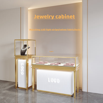 Jewelry display case,Glass jewelry cabinet,Retail jewelry showcase,Countertop jewelry display,Lockable jewelry case,LED jewelry cabinet