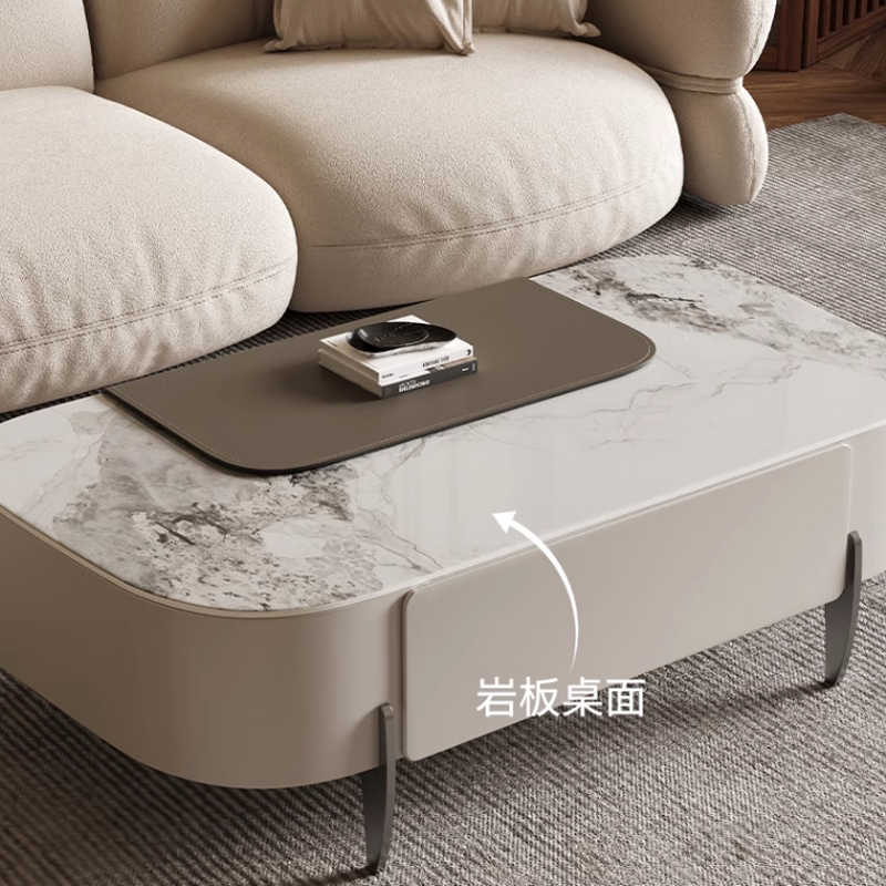 Italian simple rock panel tea table 46 Italian small living room can lift storage tea table household multi-functional tea table