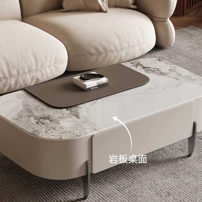 Italian simple rock panel tea table 46 Italian small living room can lift storage tea table household multi-functional tea table