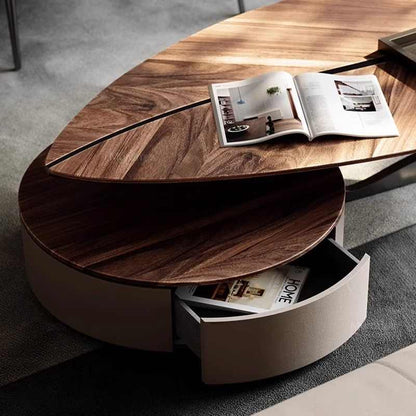 Light luxury coffee table designer high-end living room coffee table walnut shaped coffee table with drawer home