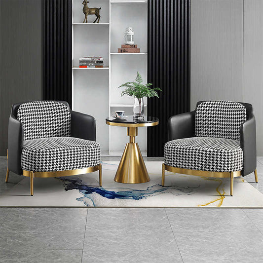 Simple modern small apartment living room light luxury thousand birds cloth sofa negotiation chair leisure lazy chair