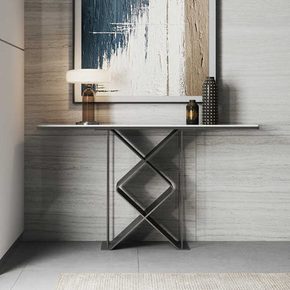 Creative rock slab entrance table Italian light luxury entrance cabinet entry corridor stainless steel modern simple entrance table