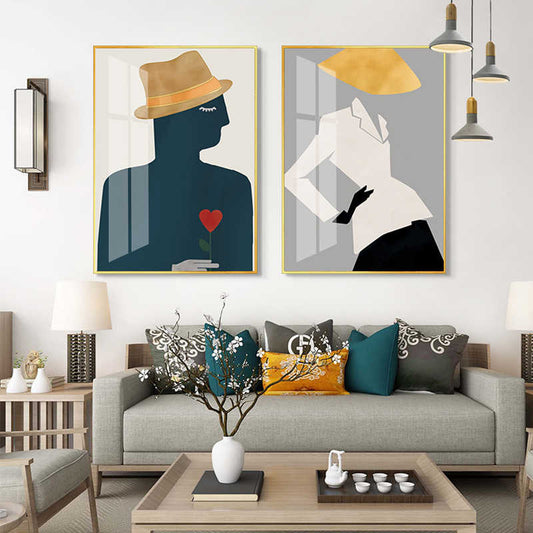 Women's fashion abstract decorative painting bar women's shop two-piece hanging painting bedroom bedside corridor background wall painting