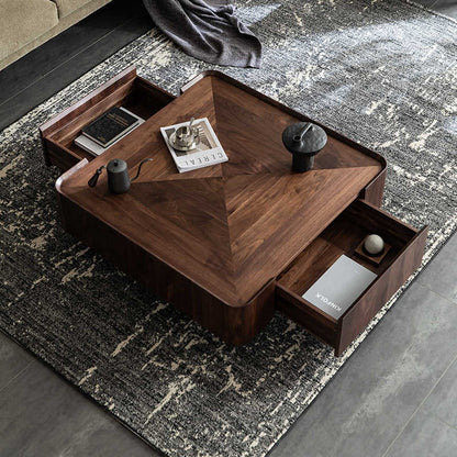 Italian minimalist North American black walnut solid wood tea table square collection of Northern European furniture modern simple designer square