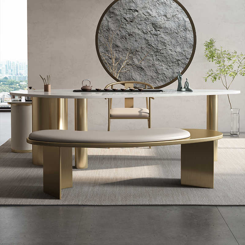 Modern high-end light luxury tea table villa luxury tea table Office reception room advanced sense kung fu tea table
