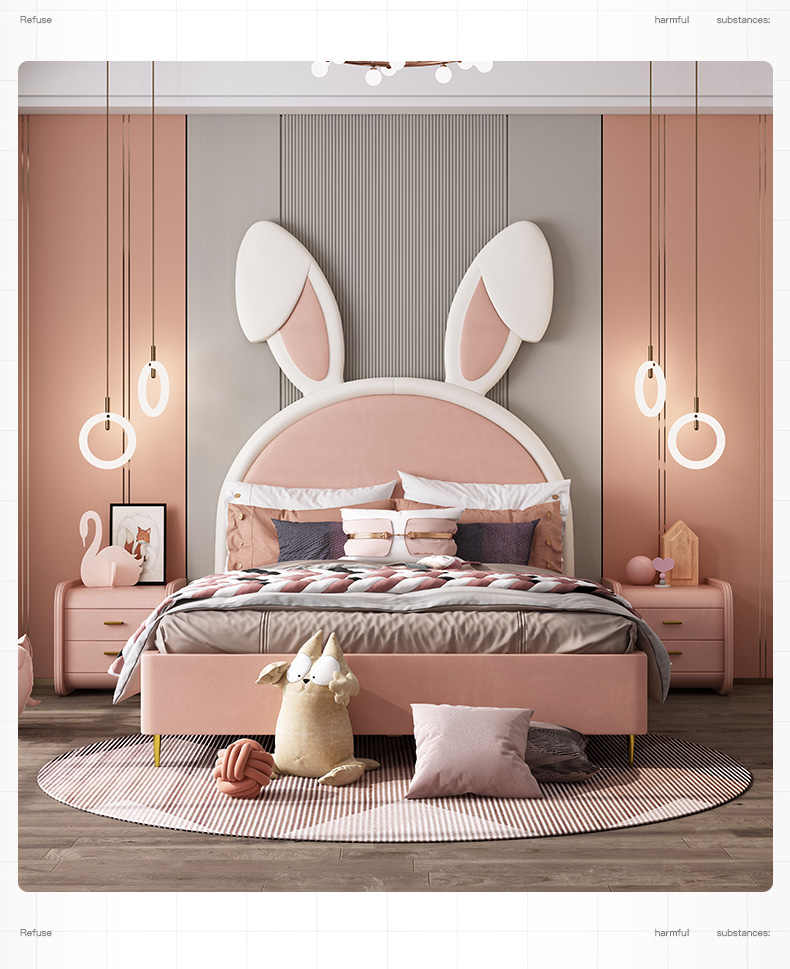 Modern simple creative modeling princess bed Tiktok style Nordic style girl bed rabbit ear bed ins net red bed