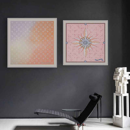 Silk scarf decoration painting modern light luxury high-end L painting V new clothing store cloakroom bedroom bedside hanging painting living room