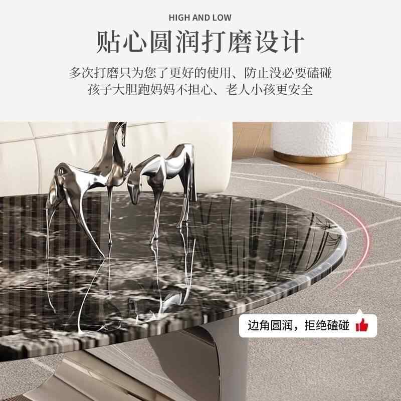 Supercrystalline stone luxury stone tea table oval size combination of modern simple living room villa tea table 2 side several
